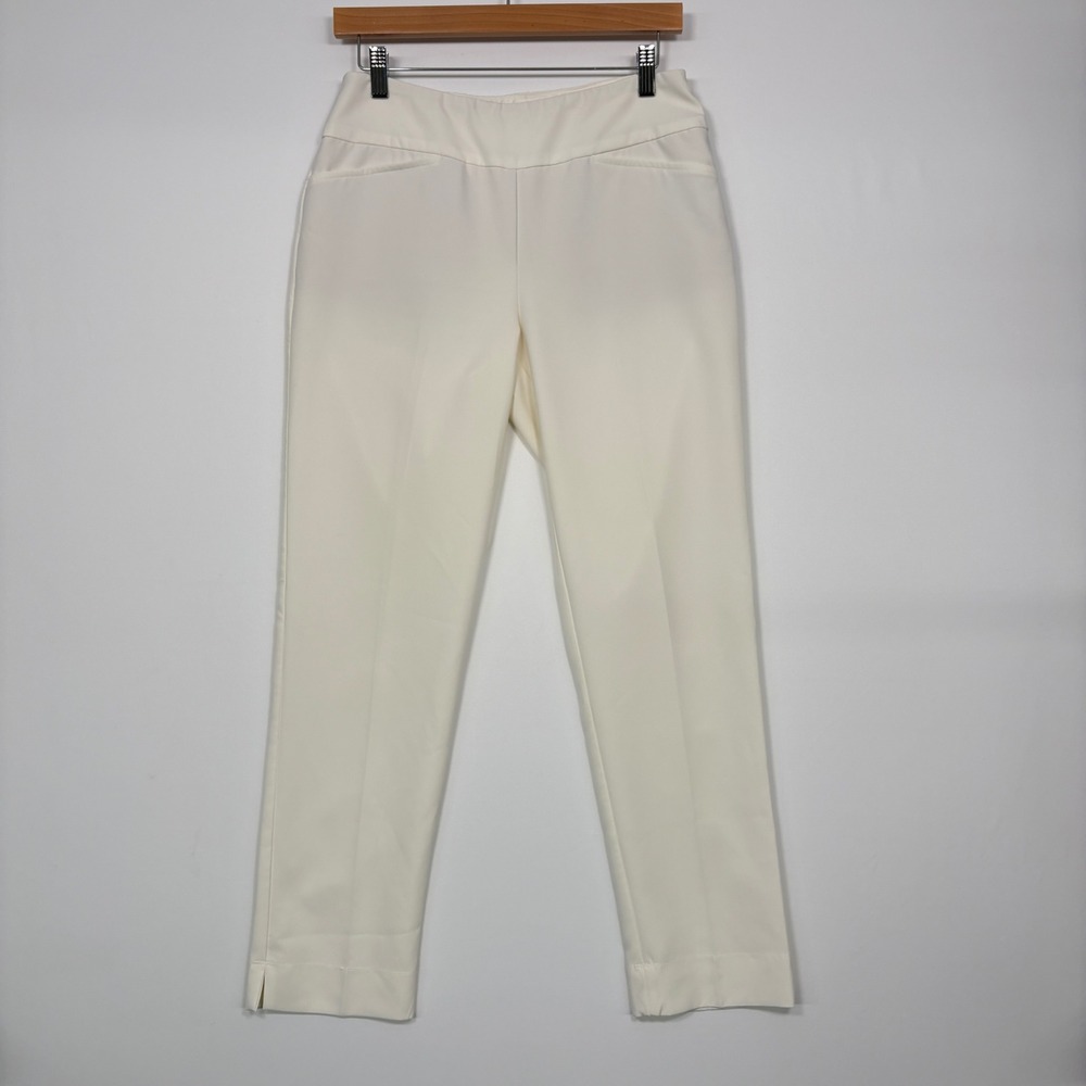 IBKUL Women Pants Size 6 White Pull-On Stretch Ankle Slit Golf Activewear